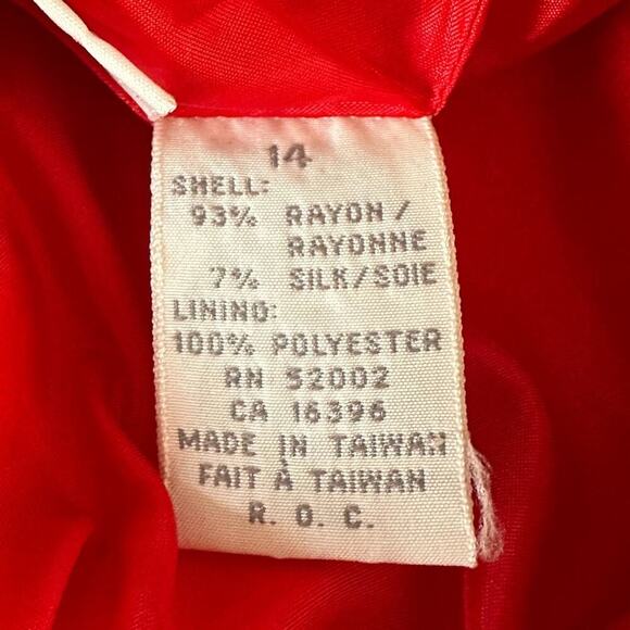 Vintage Cherry Red Silk Blend Bomber Jacket by Liz Claiborne 80s 90s jacket - Picture 11 of 11